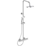 Ideal Standard Ceratherm T25 Sistema de ducha, cabezal de ducha ahorrador de agua con patrones de chorro variables y protección contra quemaduras, altura ajustable - Cromo (315x489,5x1030 mm)