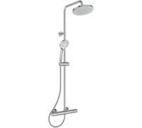 Ideal Standard Ceratherm T25 Sistema de ducha, cabezal de ducha de bajo consumo con chorros variables y protección contra quemaduras (CoolBody), flexo de ducha de - Cromado (315x492,5x1117 mm)