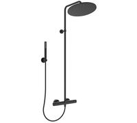 Ideal Standard Ceratherm T25 Sistema de ducha, ducha de lluvia de bajo consumo con ducha de mano de 1 función y protección contra quemaduras, flexo de ducha - Negro Mate (315 x 542,5 x 1117 mm)