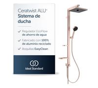 Ideal Standard Ceratwist Alu+ Sistema de ducha, cabezal de ducha de bajo consumo para combinar con grifería, cabezal de ducha cuadrado con chorros de agua variables - Rosa (345 x 501 x 1104 mm)