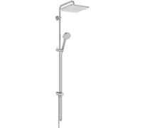 Ideal Standard Ceratwist T25 Sistema de ducha, Para combinar con accesorios de montaje en superficie o codos de conexión a pared, ahorrando agua, diseño cuadrado - Cromo (260x501x1119 mm)