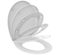 Ideal Standard - Multi Suites Asiento con tapa de inodoro, Diseño de tapa fina, Forma universal, Asiento con mecanismo de cierre suave, resistente a los UV y fácil de montar, Duroplástico, Blanco