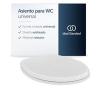 Ideal Standard Eurovit Universal asiento para WC estándar, ovalado - Blanco | Asiento universal con bisagras de acero inoxidable robustas, W302601