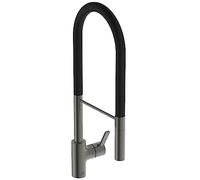 Ideal Standard - Gusto, mezclador monomando profesional para fregadero de cocina, boca alta tubular con ducha giratoria y extraíble multifunción con asiento magnético, Magnetic Grey