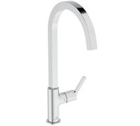 Ideal Standard - Gusto Monomando de cocina, Caño cuadrado en C, con cartucho FirmaFlow, caño giratorio 360°, fácil de instalar con fijación EasyFix+, Cromo