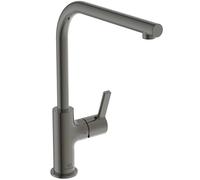 Ideal Standard - Gusto Monomando de cocina, Caño redondo en L, con cartucho FirmaFlow, caño giratorio 360°, fácil de instalar con fijación EasyFix+, Gris Magnético