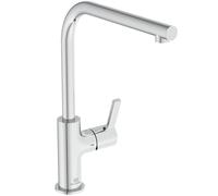 Ideal Standard - Gusto Monomando de cocina, Caño redondo en L, con cartucho FirmaFlow, caño giratorio 360°, fácil de instalar con fijación EasyFix+, Cromo