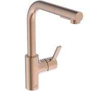 Ideal Standard - Gusto Monomando de cocina, Caño redondo en L, con rociador extraíble y dos modos de chorro, caño giratorio 360°, fácil de instalar con fijación EasyFix+, Rosa Atardecer