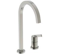 Ideal Standard - Gusto Monomando de cocina de dos orificios, Caño cuadrado en C, con cartucho FirmaFlow, caño giratorio 360°, Conexión de tornillo desde abajo, Tormenta Plateada