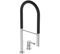 Ideal Standard - Gusto Monomando de cocina de dos orificios, Semi Pro, con rociador extraíble y dos modos de chorro, caño giratorio 360°, 6,7 l/min, Conexión de tornillo desde abajo, Cromo