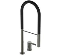 Ideal Standard - Gusto Monomando de cocina de dos orificios, Semi Pro, con rociador extraíble y dos modos de chorro, caño giratorio 360°, 6,7 l/min, Conexión de tornillo desde abajo, Gris Magnético