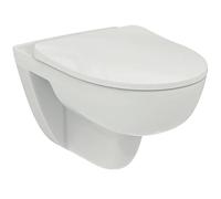 Ideal Standard - i.life A, RimLS+ WC suspendido sin reborde, en forma de D de agua completo con asiento de inodoro de cierre lento, embalaje E dedicado a la cerámica, Blanco