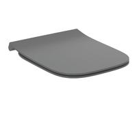 Ideal Standard - i.life B Asiento con tapa de inodoro, Diseño de tapa fina, Angular, Asiento con cierre amortiguado y opción de liberación rápida, Duroplástico, Gris Brillante