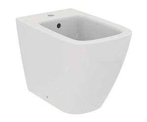Ideal Standard - i.life B, Bidé de suelo a pared, con orificio para la grifería, con orificio para rebosadero, blanco