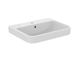 Ideal Standard - i.life B Lavabo de 60 cm con orificio central para la grifería abierta y orificio de desbordamiento. Columna, semicolona y sifón decorativo para comprar por separado. Blanco