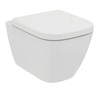 Ideal Standard - i.life S, RimLS+ WC suspendido sin borde completo con tapa de inodoro de cierre lento, E-packaging dedicado al transporte de cerámica,Blanco