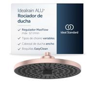 Ideal Standard Idealrain Alu+ Cabezal ducha, Rosé, Ø 26 cm, 2 chorros | Cabezal redondo, Rain & SilkRain con interruptor giratorio, limitador de caudal MaxFlow 12 l/min, boquillas EasyClean