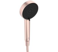 Ducha de mano Ideal Standard - Idealrain Alu+, Ø 10 cm, con dos tipos de chorro (lluvia suave y masaje), cabezal de ducha de bajo consumo con boquillas EasyClean, cromado, rosé