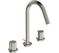 Ideal Standard Joy Mezclador de lavabo de 3 orificios, 127 mm de proyección, con juego de desagüe metálico, BC783GN, Color: Silver Storm