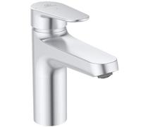 Ideal Standard Mezclador de lavabo Alu+, proyección de caño de 120 mm, enderezador de flujo, ahorro de agua, tecnología Blue Start, FirmaFlow, elementos centrales de aluminio, color plateado