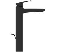 Ideal Standard Mezclador monomando de lavabo Ceraplan, versión H250, con base prolongada, con juego de desagüe, BD238XG, Color: Silk Black
