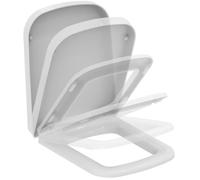 Ideal Standard Mia Tapa WC, forma angular, El asiento cuenta con un cierre amortiguado y una larga vida útil, duroplástico resistente - Blanco (360x450x55 mm)