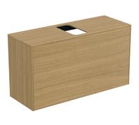 Ideal Standard Mueble bajo para lavabo, 1 cajón, corte central, 1002x373x550mm, T3936Y6, Color: Roble claro