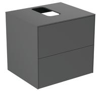 Ideal Standard Mueble bajo para lavabo, 2 extraíbles, corte central, 602x505x550mm, T3940Y2, Color: Antracita mate