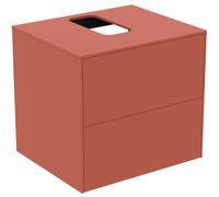 Ideal Standard Mueble bajo para lavabo, 2 extraíbles, corte central, 602x505x550mm, T3940Y3, Color: Puesta de sol mate