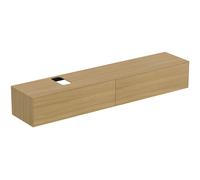 Ideal Standard Mueble bajo para lavabo, 2 extraíbles, recorte opcional izquierda/derecha, 2387x505x370mm, T4334Y6, Color: Nogal oscuro