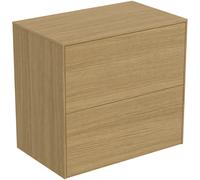 Ideal Standard Mueble bajo para lavabo, 2 extraíbles, sin recorte, 602x373x550mm, T4327Y6, Color: Roble claro