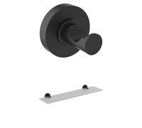 Ideal Standard Set de gancho para toalla A9115AA IOM + estante A9124AA IOM, Negro Mate