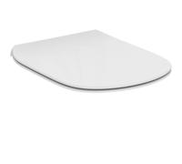Ideal Standard Tesi asiento WC diseño plano en D - Blanco (Alpin) | Asiento extraíble con bisagras de acero inoxidable robustas, T352801