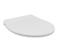 Ideal Standard Tirso Asiento de inodoro universal con mecanismo de cierre suave, Extraíble de forma ovalada para una fácil limpieza, hecho de polipropileno reciclado - Blanco (365x425x50 mm)