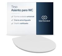 Ideal Standard Tirso Universal asiento de WC ovalado - Blanco | Asiento de inodoro universal con cierre amortiguado (Softclose) y bisagras de acero inoxidable, E252901