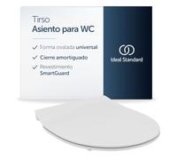 Ideal Standard Tirso Universal asiento de WC ovalado clásico - Blanco | Asiento universal extraíble antibacteriano con cierre amortiguado (Softclose) y bisagras de acero inoxidable, E3354HY