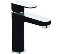 Ideal Standard Tyria BC159HS - Grifo monomando para lavabo con desagüe, color negro y cromado