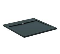 Ideal Standard - Ultra Flat S i.life, Plato de ducha cuadrado 80 x 80 de resina, desagüe con desagüe oculto, acabado mate efecto piedra, negro
