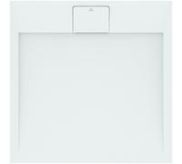 Ideal Standard - Ultra Flat S i.life, Plato de ducha cuadrado 80 x 80 de resina, desagüe con desagüe oculto, acabado mate efecto piedra, blanco