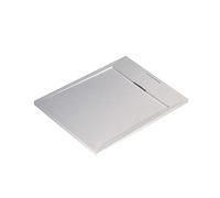 Ideal Standard - Ultra Flat S i.life, Plato de ducha rectangular 100 x 90 cm, de resina, desagüe lateral corto, acabado mate efecto piedra, blanco