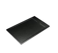 Ideal Standard - Ultra Flat S i.life, Plato de ducha rectangular 120 x 100 cm, de resina, desagüe lateral corto, acabado mate efecto piedra, color negro