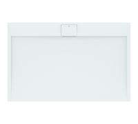 Ideal Standard - Ultra Flat S i.life, Plato de ducha rectangular 140 x 90 cm, de resina, desagüe lateral largo, acabado mate efecto piedra, blanco