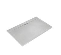 Ideal Standard - Ultra Flat S i.life, Plato de ducha rectangular 160 x 80 cm, de resina, desagüe lateral largo, acabado mate efecto piedra, blanco