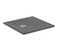 Ideal Standard - Ultra Flat S+, Plato de ducha cuadrado ultrafino de resina efecto piedra, 80 x 80 cm, Ideal Solid, gris cemento