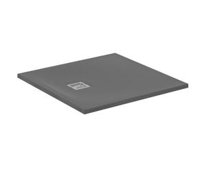 Ideal Standard -Ultra Flat S+, Plato de ducha cuadrado ultrafino de resina efecto piedra, 90 x 90 cm, Ideal Solid, gris cemento
