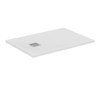 Ideal Standard - Ultra Flat S+, Plato de ducha rectangular ultrafino de resina efecto piedra, 100 x 70 cm, Ideal Solid, desagüe lado corto, blanco