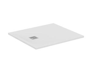Ideal Standard - Ultra Flat S+, Plato de ducha rectangular ultrafino de resina efecto piedra, 100 x 90 cm, Ideal Solid, desagüe lado corto, blanco