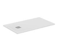 Ideal Standard - Ultra Flat S+, Plato de ducha rectangular ultrafino de resina efecto piedra, 120 x 70 cm, Ideal Solid, desagüe lado corto, blanco