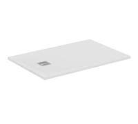 Ideal Standard - Ultra Flat S+, Plato de ducha rectangular ultrafino de resina efecto piedra, 120 x 80 cm, Ideal Solid, desagüe lado corto, blanco