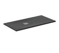 Ideal Standard - Ultra Flat S+, Plato de ducha rectangular ultrafino de resina efecto piedra, 140 x 70 cm, Ideal Solid, desagüe lado corto, negro